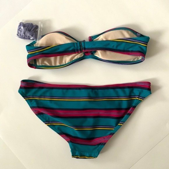 Converse One Star S Green Striped 2 Pc Bikini Set - Picture 2 of 7